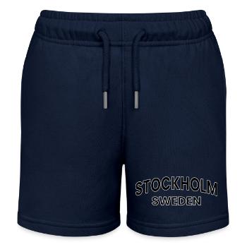 Stockholm – Schweden Textgestaltung - Kinder Organic Joggingshorts Mini Bolter von Stanley/Stella - Navy - Vorne