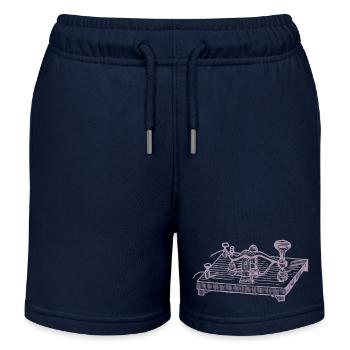 Vintage Morse Code Device, Retro Communication - Kids Organic Sweat Shorts by Stanley/Stella - navy - Front