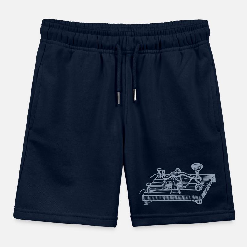 Vintage Morse Code Device, Retro Communication Kids Organic Sweat Shorts by Stanley/Stella
