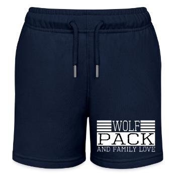 Wild Canines Alpha Wolf Jokes Funny - Kids Organic Sweat Shorts by Stanley/Stella - navy - Front