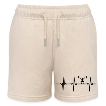 Heartbeat for weightlifter Vector - Kids Organic Sweat Shorts by Stanley/Stella - soft Ecru - Front
