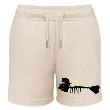Fishbone with hat - Kids Organic Sweat Shorts by Stanley/Stella - soft Ecru - Front