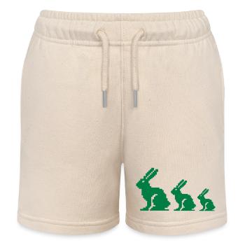 Bunny Pixel 3 - Kids Organic Sweat Shorts by Stanley/Stella - soft Ecru - Front
