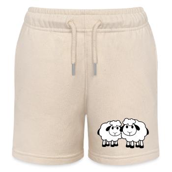Two Sheep Friends Team Crew Cute Little Baby Dear - Kids Organic Sweat Shorts by Stanley/Stella - soft Ecru - Front