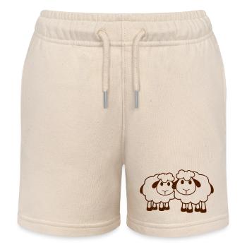 Two Sheep Friends Team Crew Cute Little Baby Dear - Kids Organic Sweat Shorts by Stanley/Stella - soft Ecru - Front
