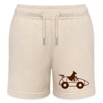 Hund Auto fahren Wettrennen Autosport Rennauto - Kinder Organic Joggingshorts Mini Bolter von Stanley/Stella - Natur - Vorne