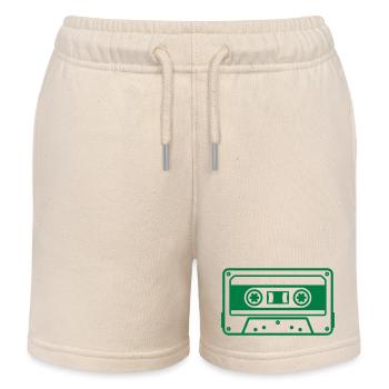 Cassette Tape Retro Vintage Mixtape icon logo - Kids Organic Sweat Shorts by Stanley/Stella - soft Ecru - Front