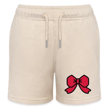 Schleife mit rotem Band - Kinder Organic Joggingshorts Mini Bolter von Stanley/Stella - Natur - Vorne