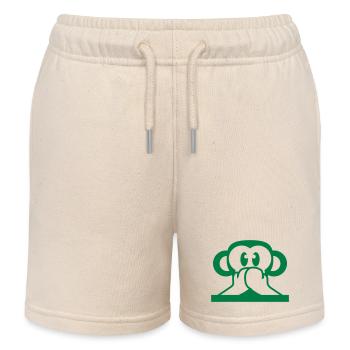 3 Wise Monkeys Speak Nothing Talk Keeps Mouth Shut - Kids Organic Sweat Shorts by Stanley/Stella - soft Ecru - Front