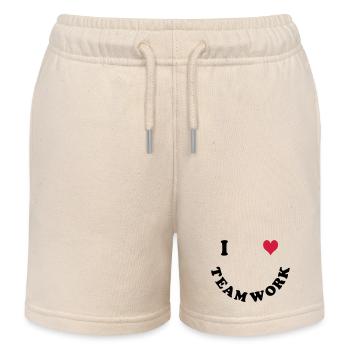 Ich liebe Teamwork - Kinder Organic Joggingshorts Mini Bolter von Stanley/Stella - Natur - Vorne