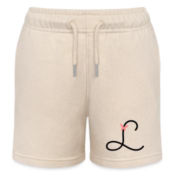 Buchstabe L Schmetterlingsbuchstabe - Kinder Organic Joggingshorts Mini Bolter von Stanley/Stella - Natur - Vorne