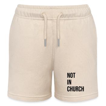 not in church - nicht in der kirche - Kinder Organic Joggingshorts Mini Bolter von Stanley/Stella - Natur - Vorne