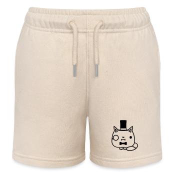 Sir Cat Gentleman Chapeau haut de forme Monocle Rich Gentleman - Short de jogging enfant bio Stanley/Stella - écru doux - Devant