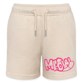 Meow Cat Comic Text Meow Funny Cartoon Quote - Kids Organic Sweat Shorts by Stanley/Stella - soft Ecru - Front