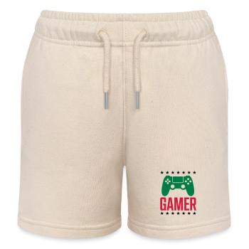 Gamer Game Controller - Kids Organic Sweat Shorts by Stanley/Stella - soft Ecru - Front