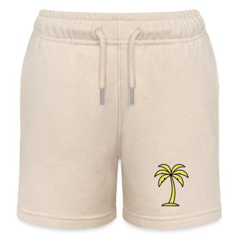 Palm Outline - Kids Organic Sweat Shorts by Stanley/Stella - soft Ecru - Front