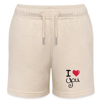 i love you 1 - Kids Organic Sweat Shorts by Stanley/Stella - soft Ecru - Front