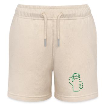 Happy Cactus Cacti Face Prickly Desert - Kids Organic Sweat Shorts by Stanley/Stella - soft Ecru - Front