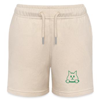 Katze Guckt Nett Aus Boden Loch Glücklich Lächelnd - Kinder Organic Joggingshorts Mini Bolter von Stanley/Stella - Natur - Vorne