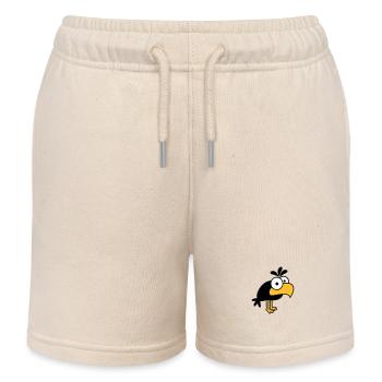 Raven Comic Bird Stands Peeps Funny Cartoon Humor - Kids Organic Sweat Shorts by Stanley/Stella - soft Ecru - Front