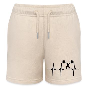 Gewichtheber mit schwerer Hantel beim Powerlifting - Kinder Organic Joggingshorts Mini Bolter von Stanley/Stella - Natur - Vorne