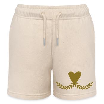 Lorbeerzweig Herz Dekor - Kinder Organic Joggingshorts Mini Bolter von Stanley/Stella - Natur - Vorne