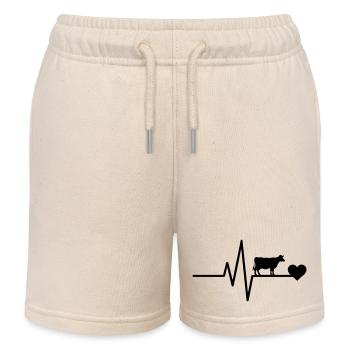 t Cow Farmer Heartbeat - Kids Organic Sweat Shorts by Stanley/Stella - soft Ecru - Front