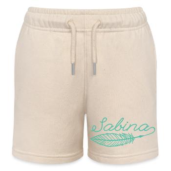 Stylo prénom Sabina - Short de jogging enfant bio Stanley/Stella - écru doux - Devant