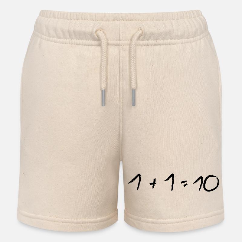 Math problem 1 + 1 - Kids Organic Sweat Shorts by Stanley/Stella - soft Ecru