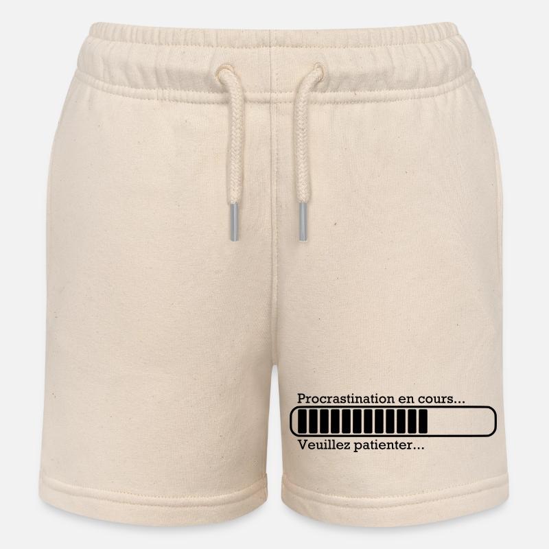 Procrastination in progress ... - Kids Organic Sweat Shorts by Stanley/Stella - soft Ecru