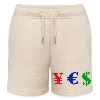 Yen Euro Dollar - YES - Kinder Organic Joggingshorts Mini Bolter von Stanley/Stella - Natur - Vorne