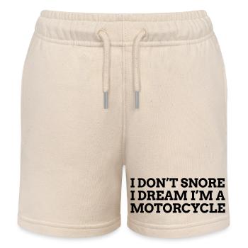 I don't snore I dream Motorcycle 1c - Kids Organic Sweat Shorts by Stanley/Stella - soft Ecru - Front
