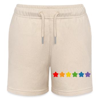Regenbogen Sternchen LGBT lgbtqi queer - Kinder Organic Joggingshorts Mini Bolter von Stanley/Stella - Natur - Vorne