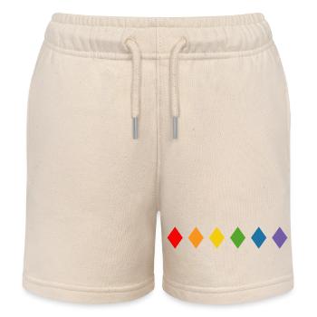 Regenbogen Rhombus - Kinder Organic Joggingshorts Mini Bolter von Stanley/Stella - Natur - Vorne