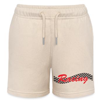 Racing Checked Flag - Car Auto Bike Race - Kids Organic Sweat Shorts by Stanley/Stella - soft Ecru - Front