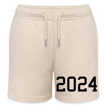 2024 weiß Silvester Neujahr schwarz - Kinder Organic Joggingshorts Mini Bolter von Stanley/Stella - Natur - Vorne