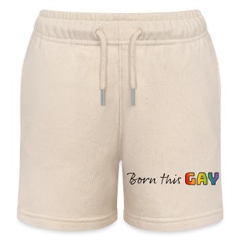 Regenbogen born this gay - Kinder Organic Joggingshorts Mini Bolter von Stanley/Stella - Natur - Vorne