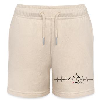 Love Nature Mountains Heart Rate ECG - Graphic Design - Kids Organic Sweat Shorts by Stanley/Stella - soft Ecru - Front