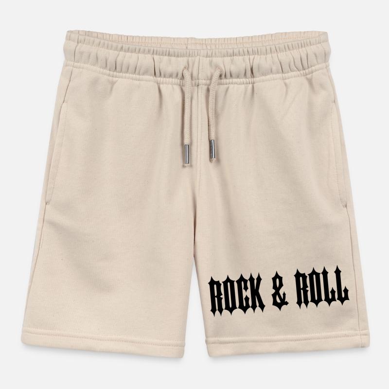 "ROCK & ROLL" Black gothic inspired text design Kids Organic Sweat Shorts by Stanley/Stella