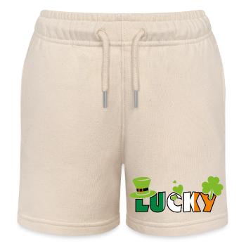 Chanceux. Du design pour la journée de Patrick - Short de jogging enfant bio Stanley/Stella - écru doux - Devant
