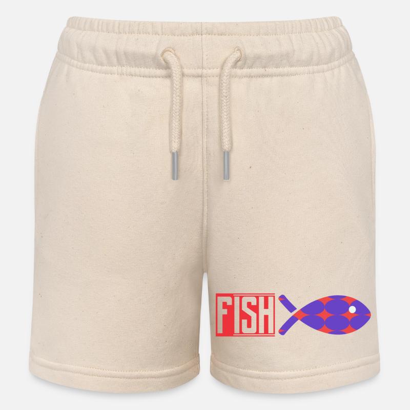 FISH. HUMOUR. POISSON. SARDINE. POISSON D'AVRIL - Short de jogging enfant bio Stanley/Stella - écru doux