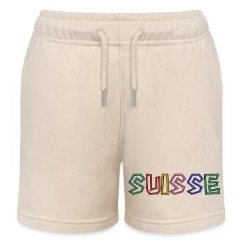 SUISSE. HUMOUR. PAYS. DRAPEAU. GENEVE. LAUSANNE - Short de jogging enfant bio Stanley/Stella - écru doux - Devant