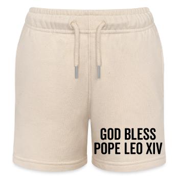 Que Dieu bénisse le pape Léon XIV - Short de jogging enfant bio Stanley/Stella - écru doux - Devant