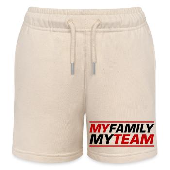 Meine Familie Team Spruch - Kinder Organic Joggingshorts Mini Bolter von Stanley/Stella - Natur - Vorne
