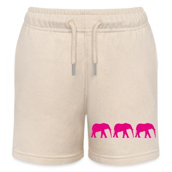 Rosa Elefanten in einem sich wiederholenden Muster - Kinder Organic Joggingshorts Mini Bolter von Stanley/Stella - Natur - Vorne