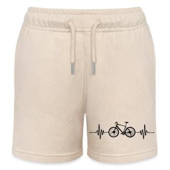 Heartbeat Beat Bike - Kids Organic Sweat Shorts by Stanley/Stella - soft Ecru - Front