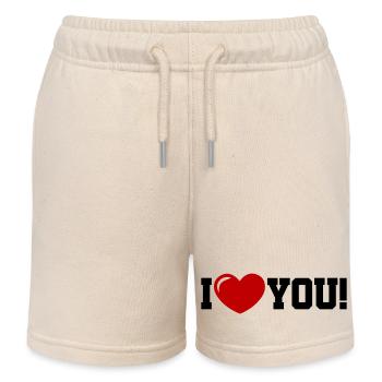 I love you - Ich Liebe Dich - Kinder Organic Joggingshorts Mini Bolter von Stanley/Stella - Natur - Vorne