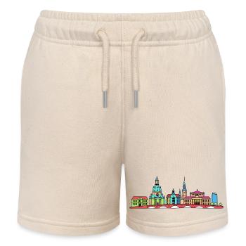 Dresdener Stadtskyline Frauenkirche Linienkunst - Kinder Organic Joggingshorts Mini Bolter von Stanley/Stella - Natur - Vorne