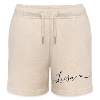 Luisa Surname First Name Decorative - Kids Organic Sweat Shorts by Stanley/Stella - soft Ecru - Front