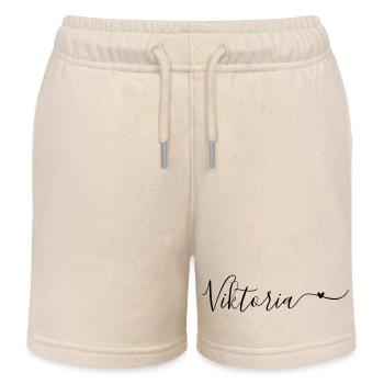 Viktoria Surname First Name Decorative - Kids Organic Sweat Shorts by Stanley/Stella - soft Ecru - Front